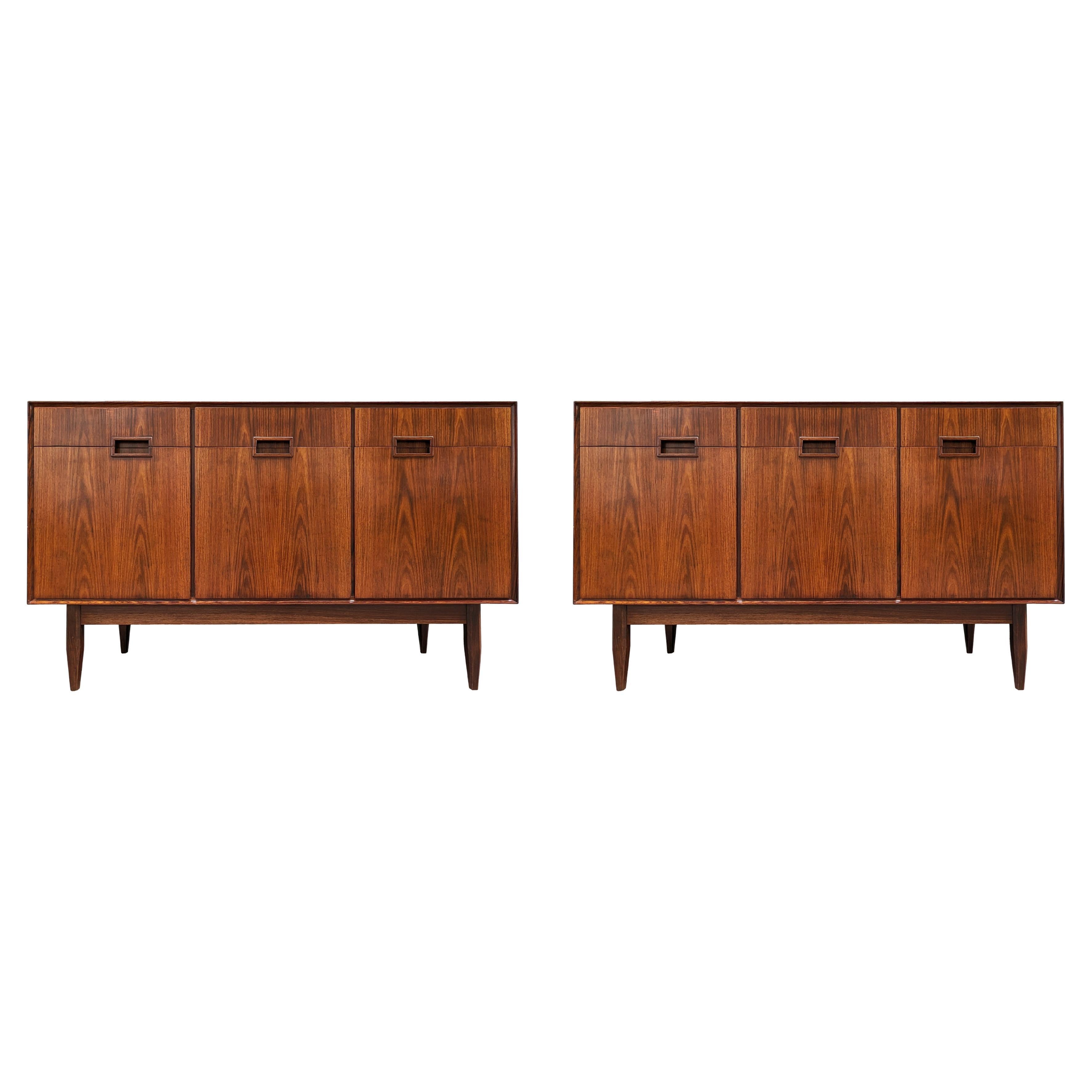 Italian Wooden Mid Century Modern Sideboards in the style of Dassi, set of 2 For Sale