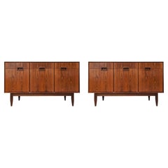 Vintage Italian Wooden Mid Century Modern Sideboards in the style of Dassi, set of 2
