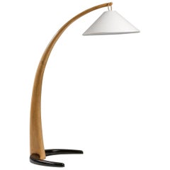 Italian Mid-Century Modern Wooden Minimalist Floorlamp with Japanese Influences