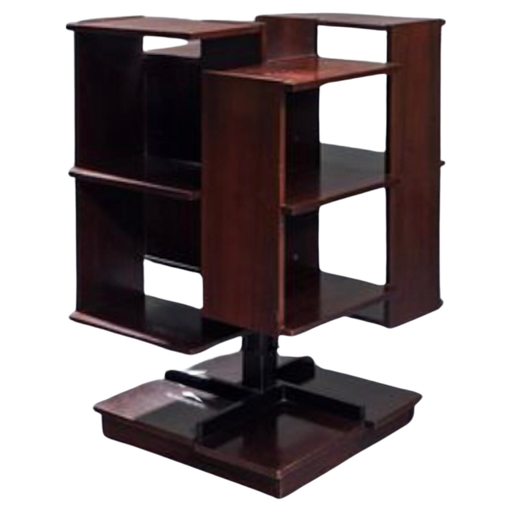 Italian  Wooden Modular Revolving Bookcase by Claudio Salocchi, Sormani, 1960s