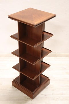 Italian Wooden Modular Revolving Bookcase in the Style Gianfranco Frattini 1960s
