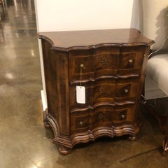 Italian Wooden Nightstand with Maple & Walnut Inlay, Serpentine Front, 1960