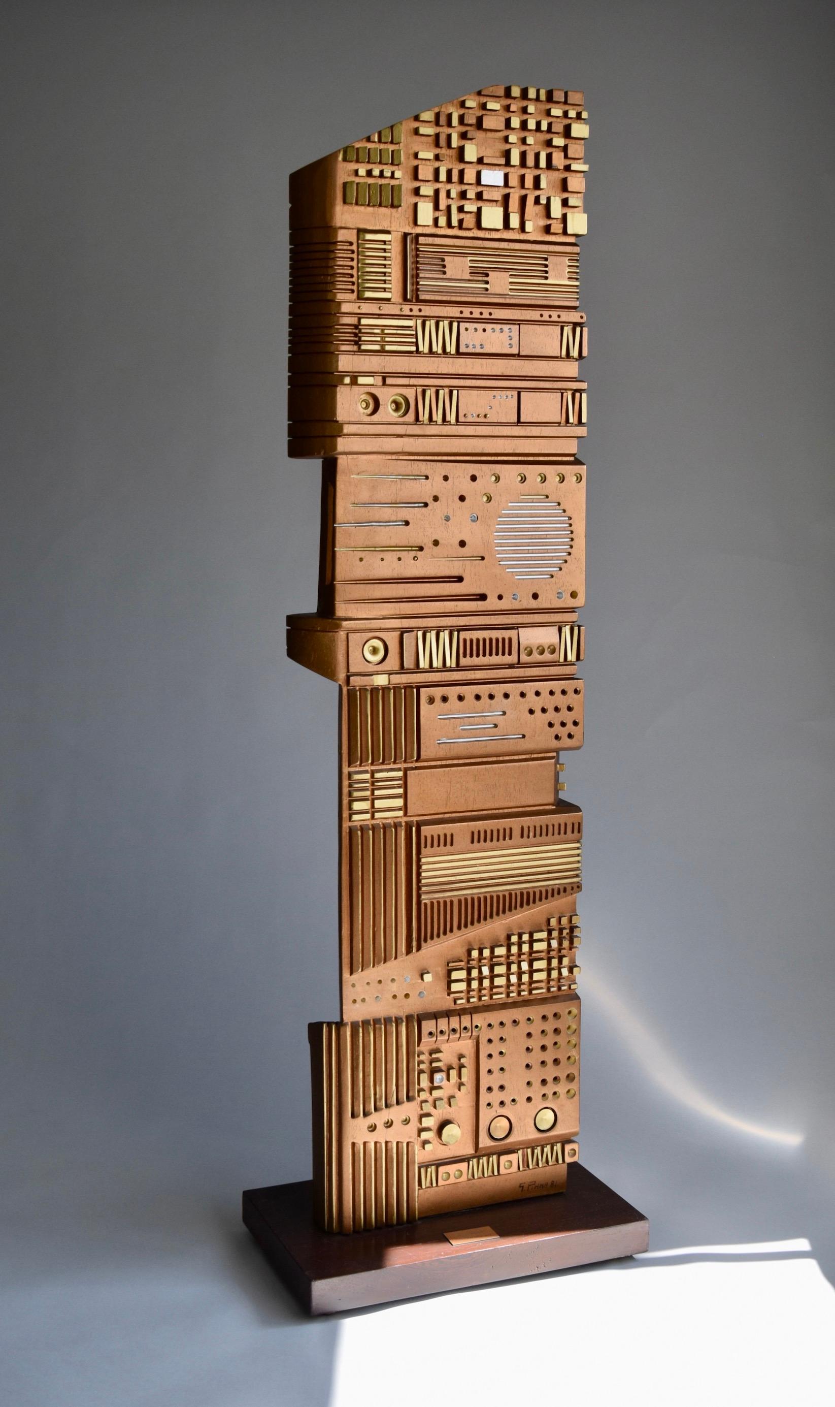 Post-Modern Italian Wooden XXL Sculpture by Gianni Pinna, 1981 For Sale