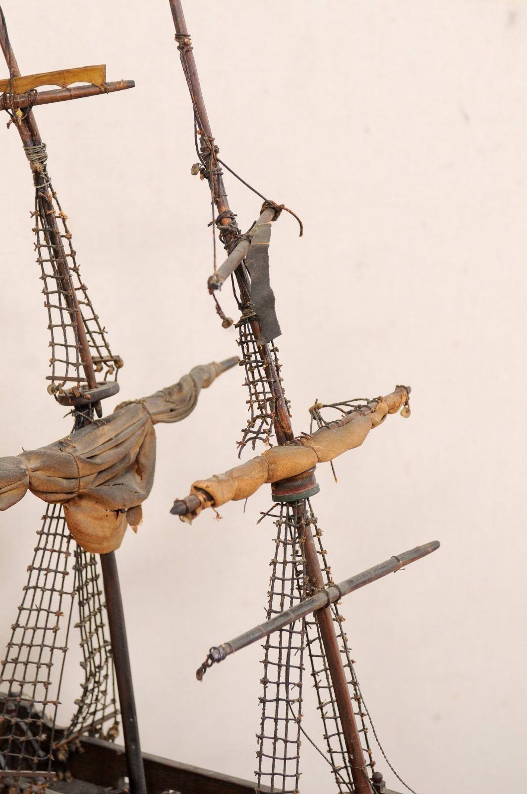 Italian Wooden Ship Model of a 15th/16th C. Galleon, Tall Ship, 3-Masat Schooner For Sale 2