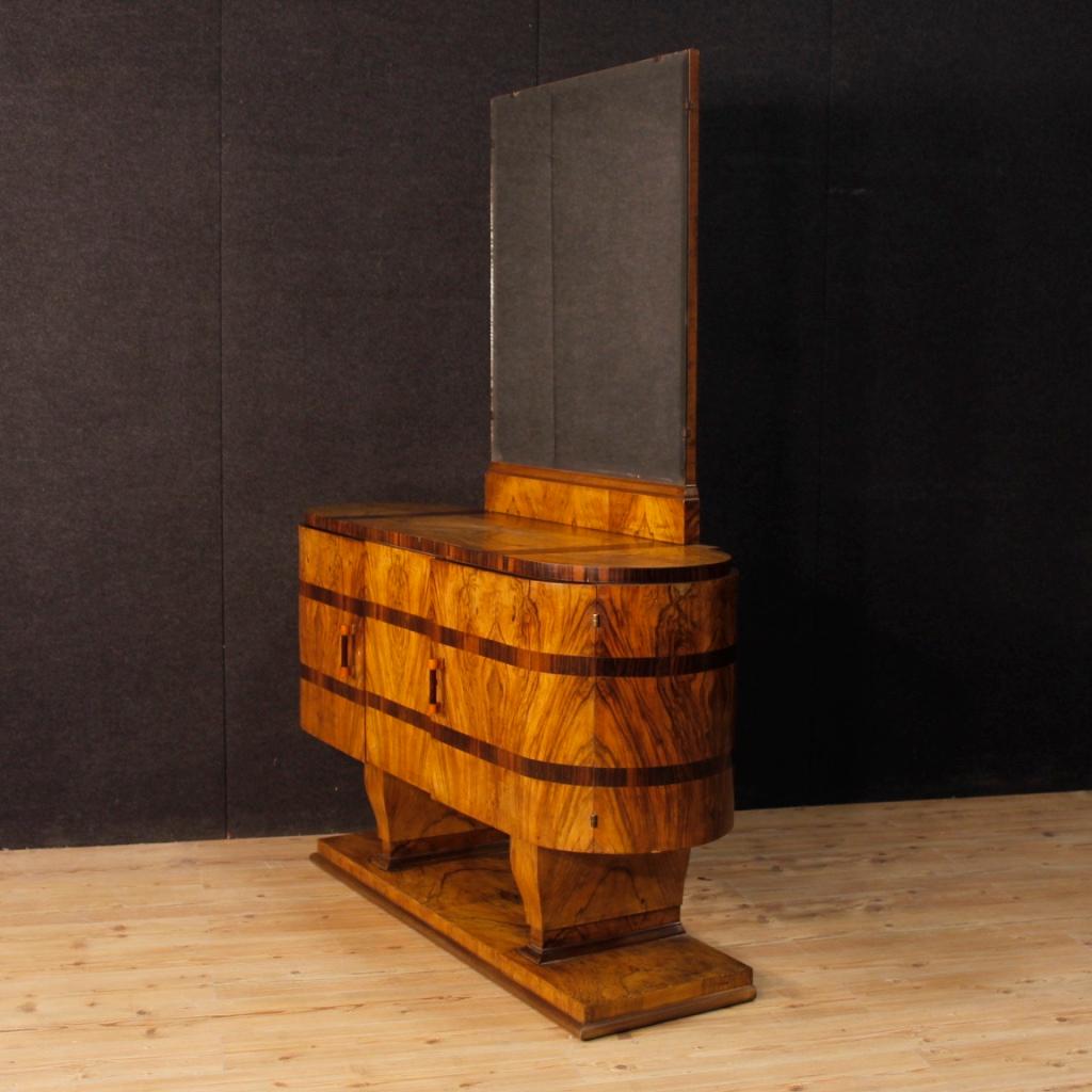 Italian Wooden Sideboard with Mirror in Art Deco Style from 20th Century 2