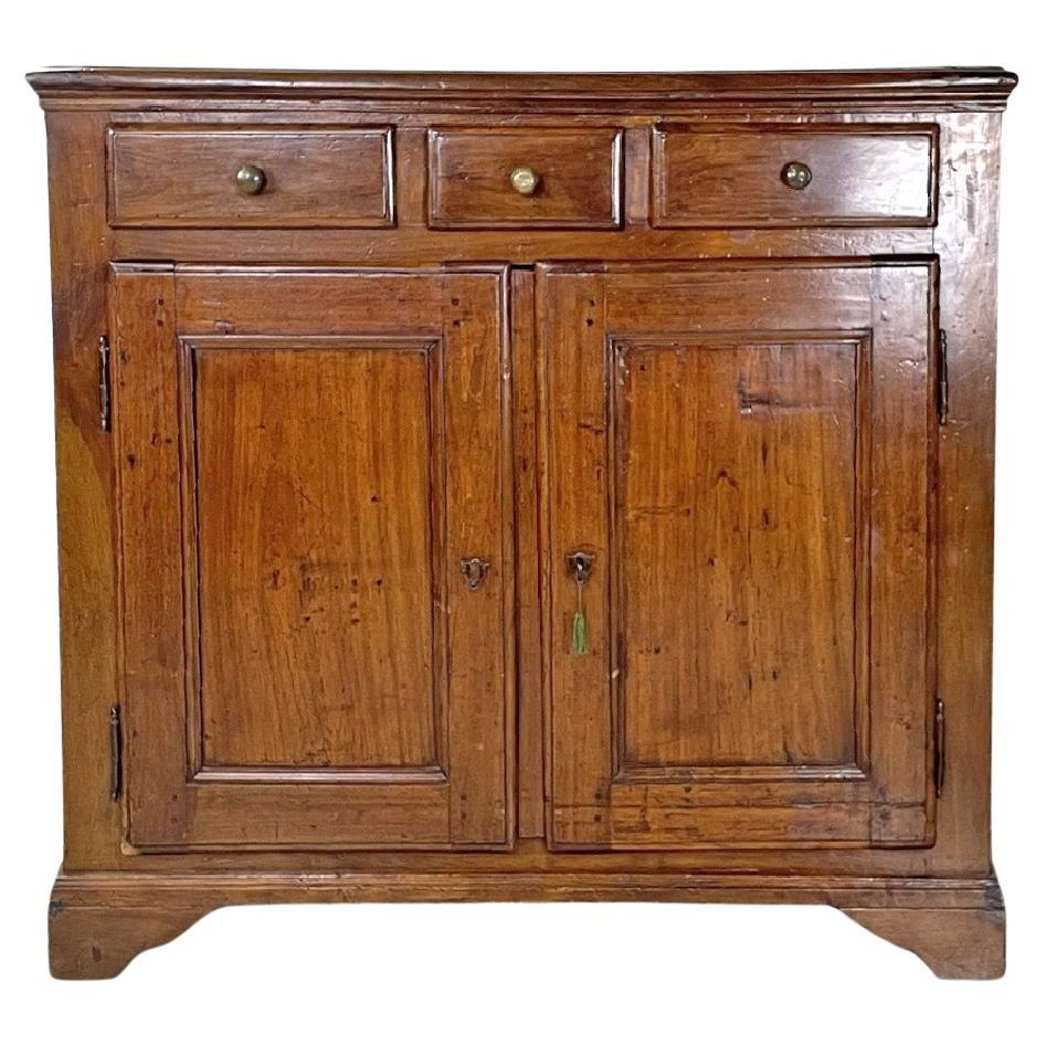 Italian wooden sideboard with three drawers and two doors, 1900s For Sale