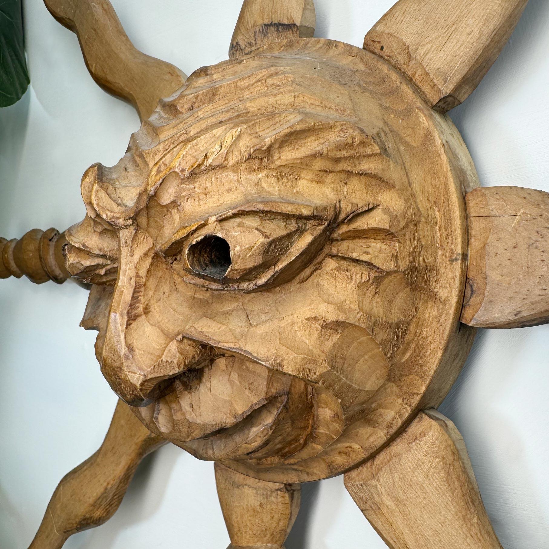 Italian Wooden Sun Face Mask Carving by Hermann Reichegger For Sale 4
