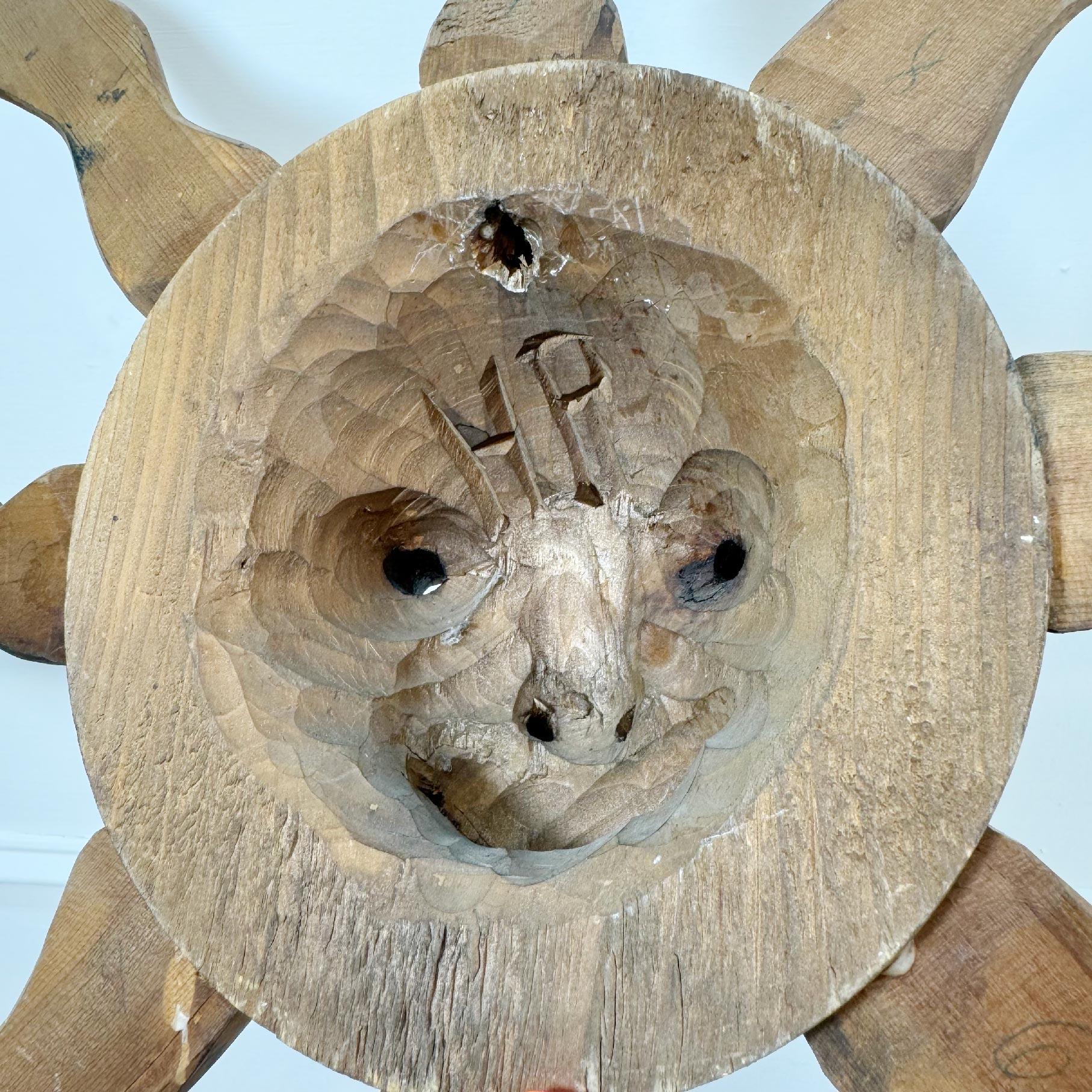 Italian Wooden Sun Face Mask Carving by Hermann Reichegger For Sale 5