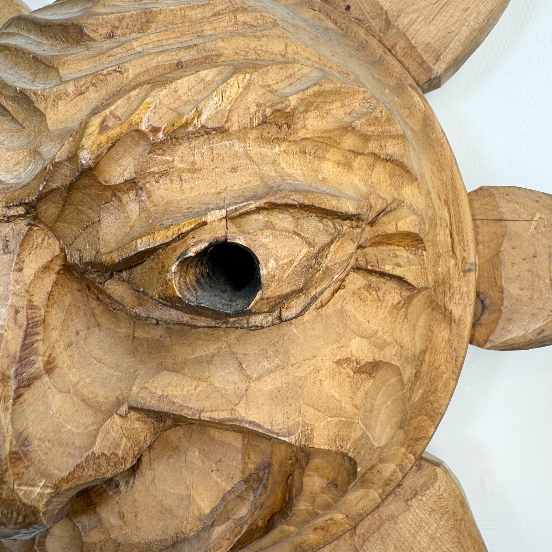 Italian Wooden Sun Face Mask Carving by Hermann Reichegger For Sale 1