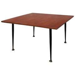 Italian Wooden Top and Metal Rod Coffee Table, 1950s