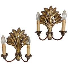 Italian Wooden Wheat Sheaf Wall Lights