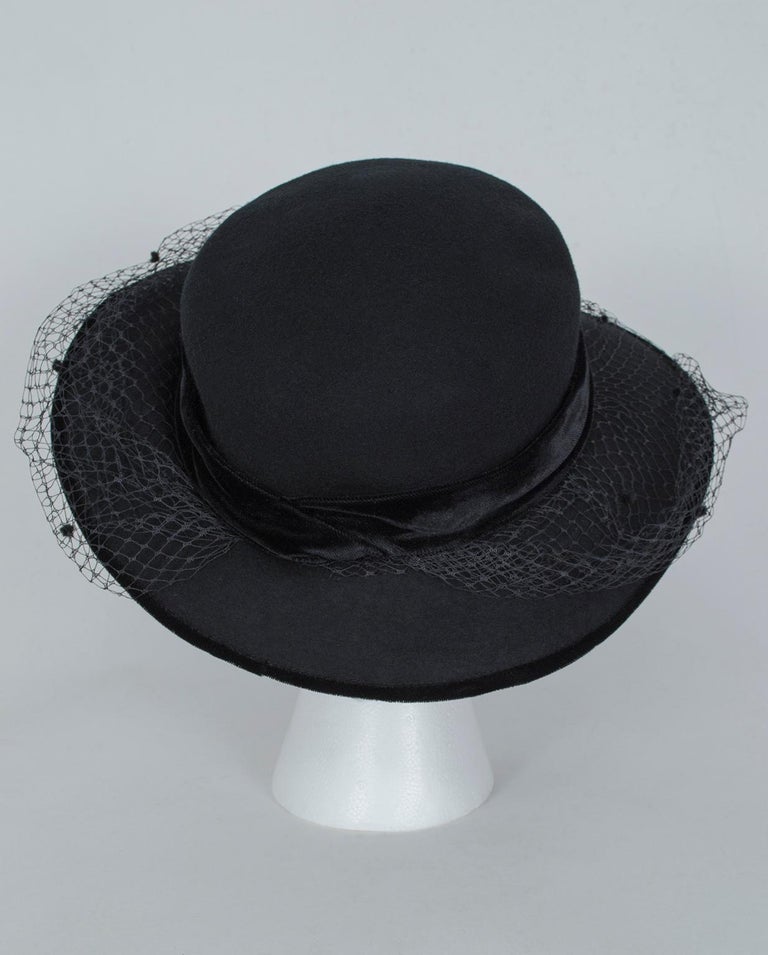 Italian Wool Mourning Funeral Hat with Dotted Veil, 1970s at 1stDibs funeral hat with veil