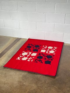Italian Wool Red Rug with Flower by Paola Lenti, 1990