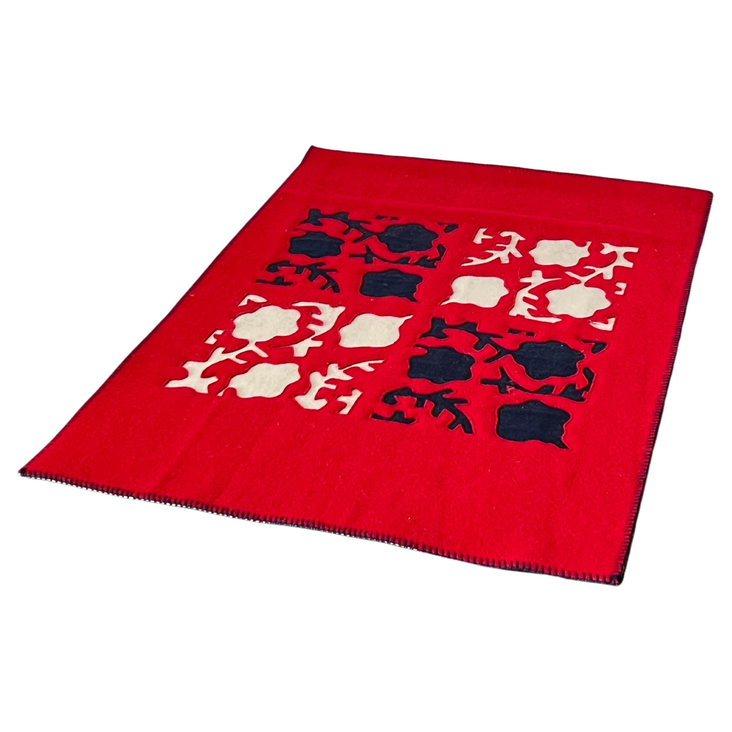Italian Wool Red Rug with Flower by Paola Lenti, 1990
