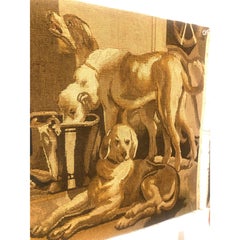 Italian Wool Tapestry Fragment, Three Dogs After Jordaens Art