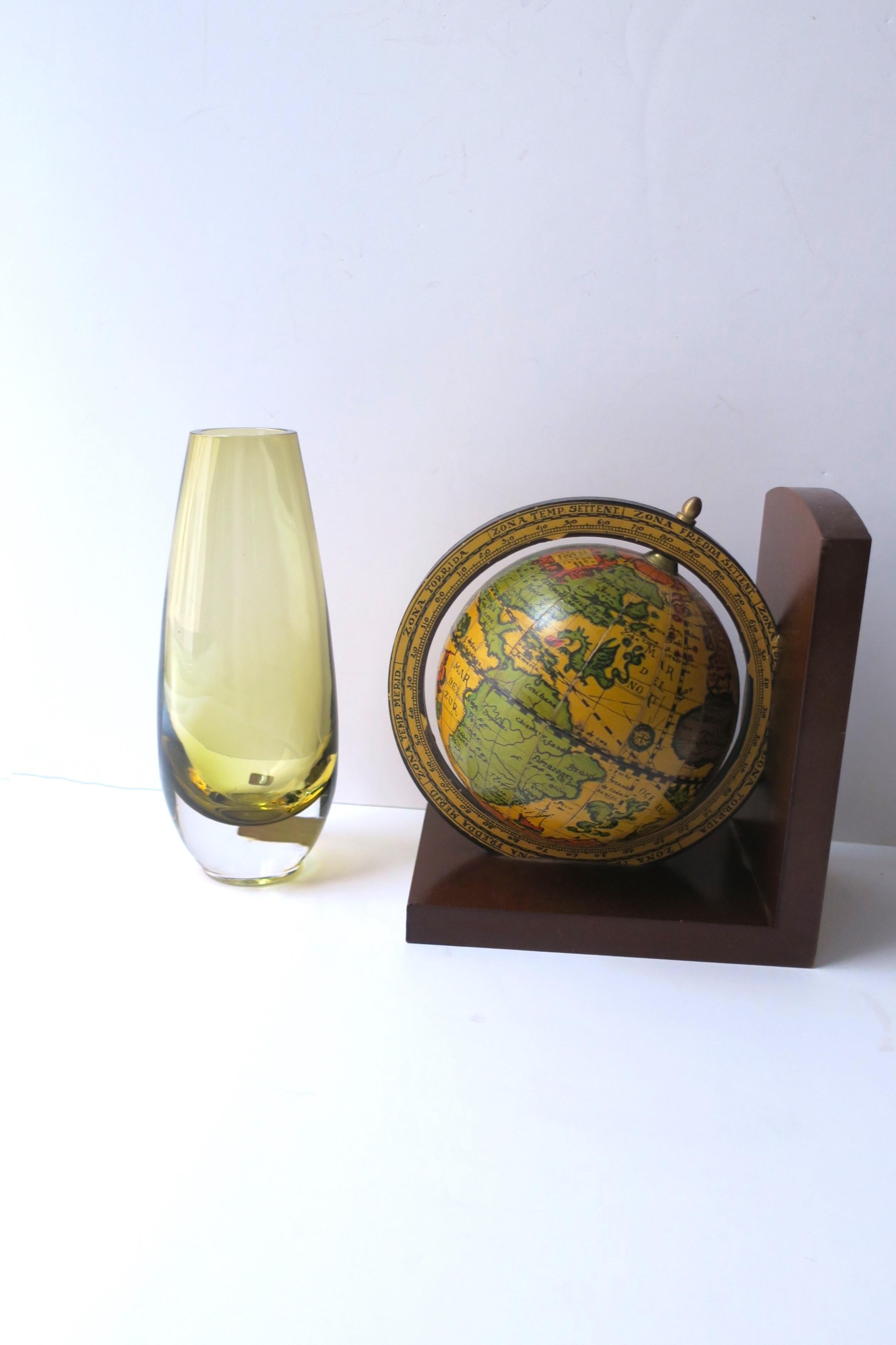 Brass Italian World Globe Bookends, Pair For Sale