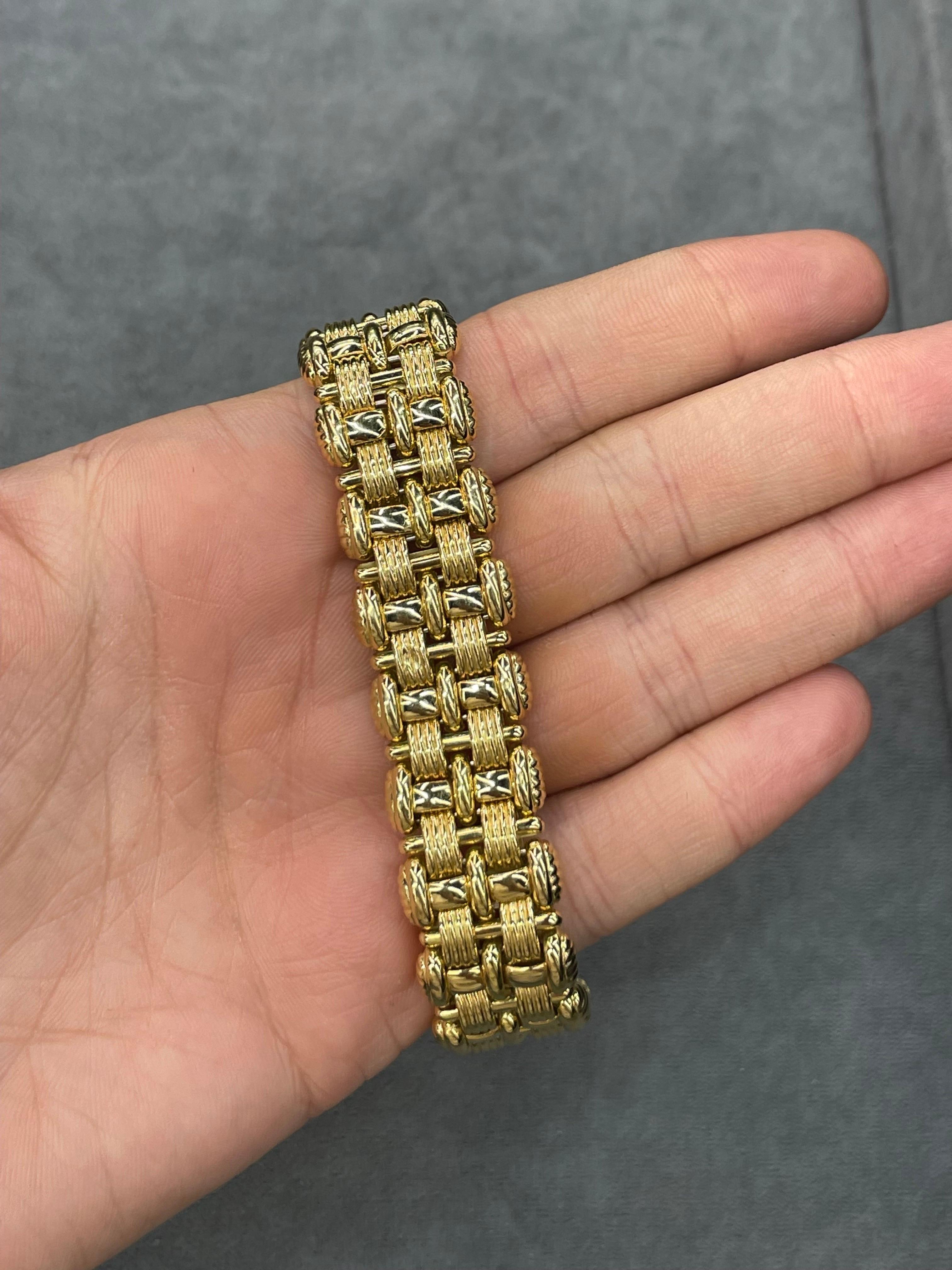 Italian Woven Bracelet 18 Karat Yellow Gold 47.1 Grams OTC Designer For Sale 3