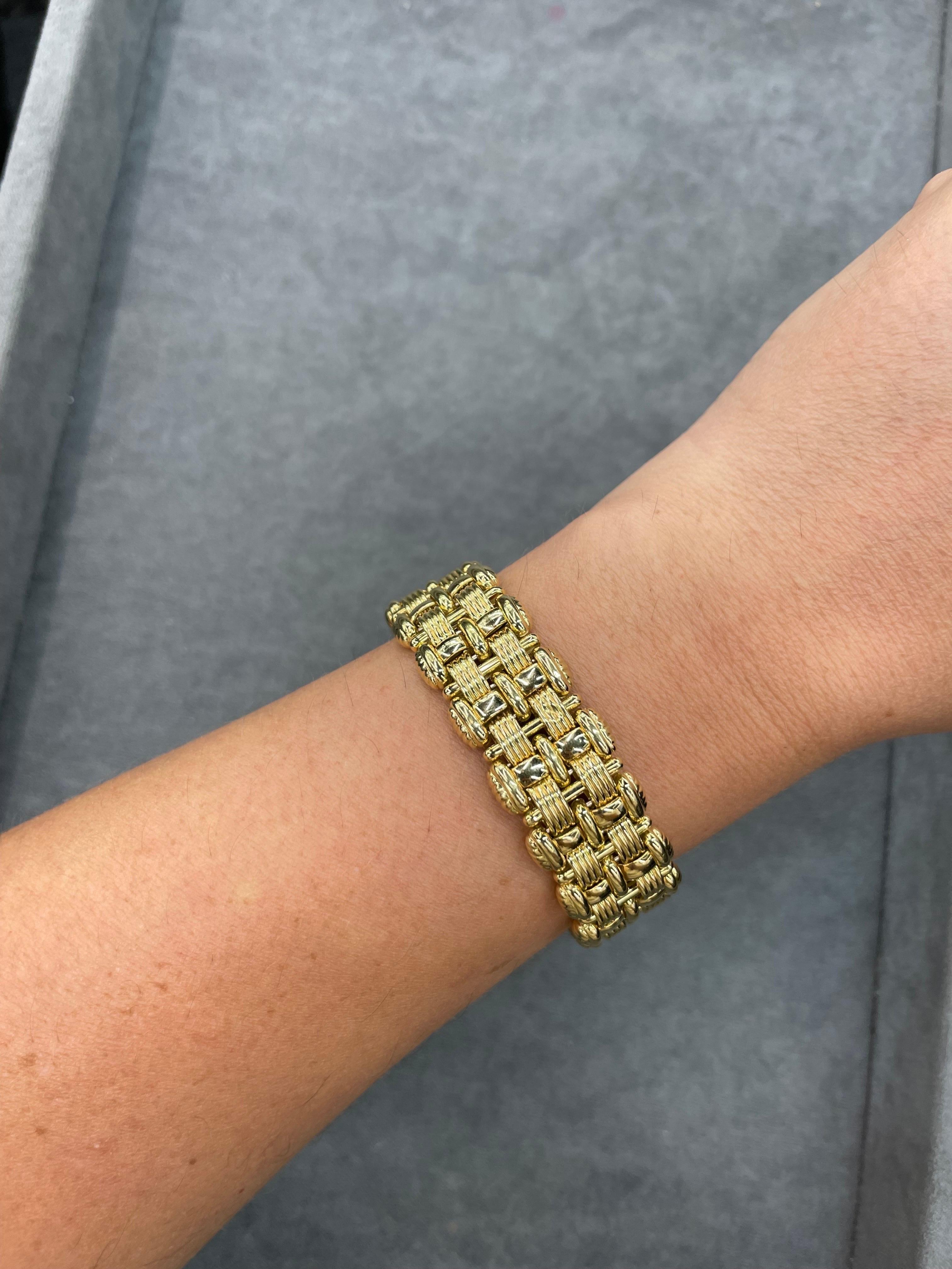 Italienisches gewebtes Armband aus 18 Karat Gelbgold, 47.1 Gramm, OTC-Designer im Angebot 7
