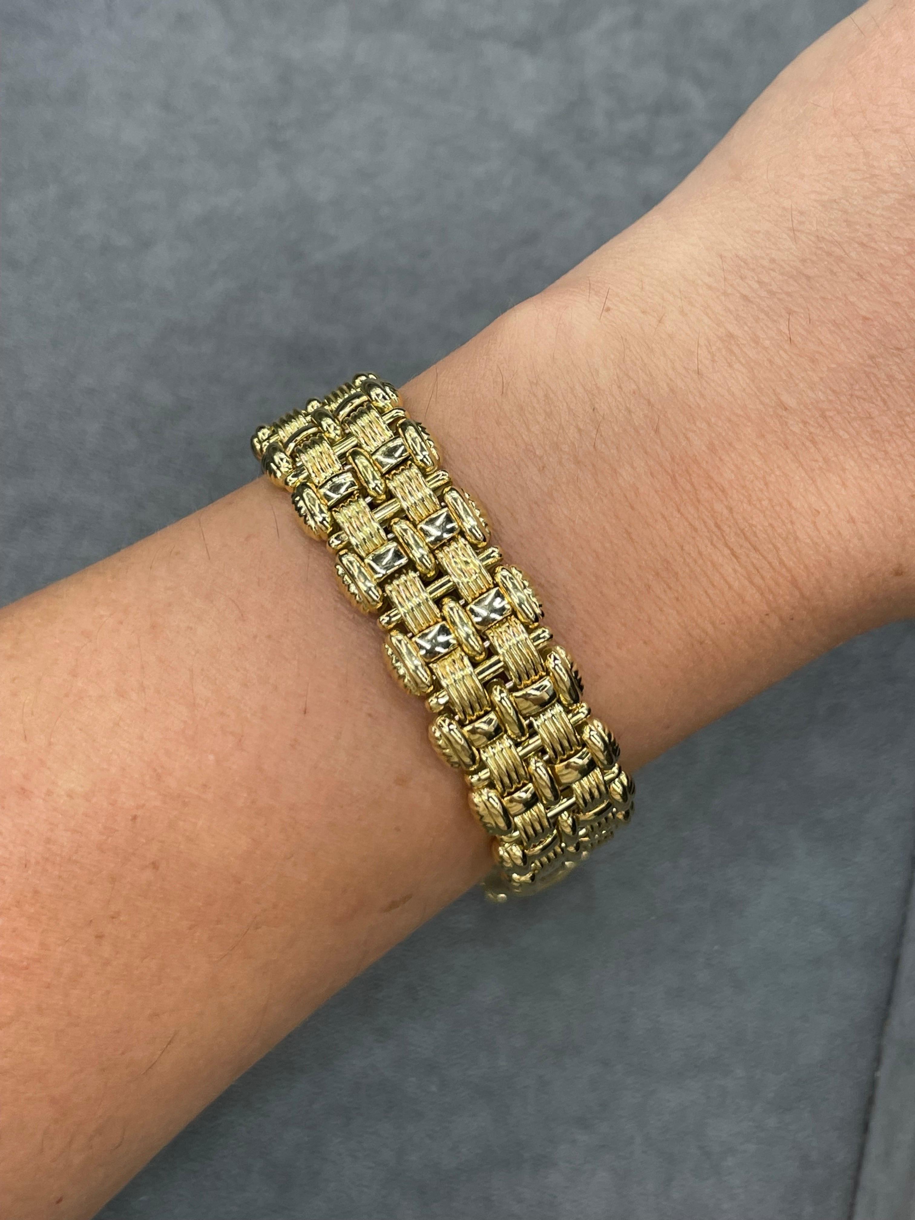 Italienisches gewebtes Armband aus 18 Karat Gelbgold, 47.1 Gramm, OTC-Designer im Angebot 8