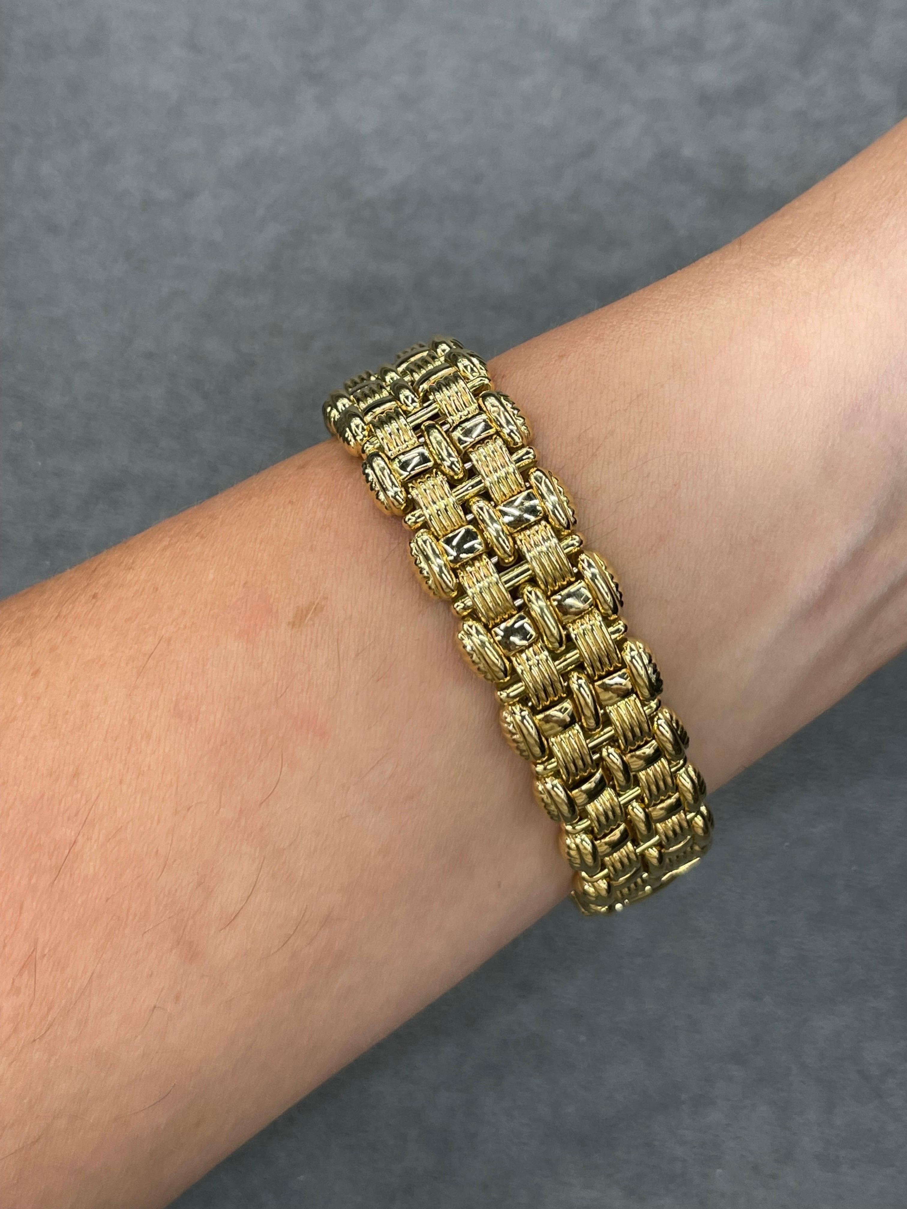 Italienisches gewebtes Armband aus 18 Karat Gelbgold, 47.1 Gramm, OTC-Designer im Angebot 4