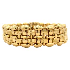 Bracelet tissé italien en or jaune 18 carats de 47.1 grammes par un créateur OTC