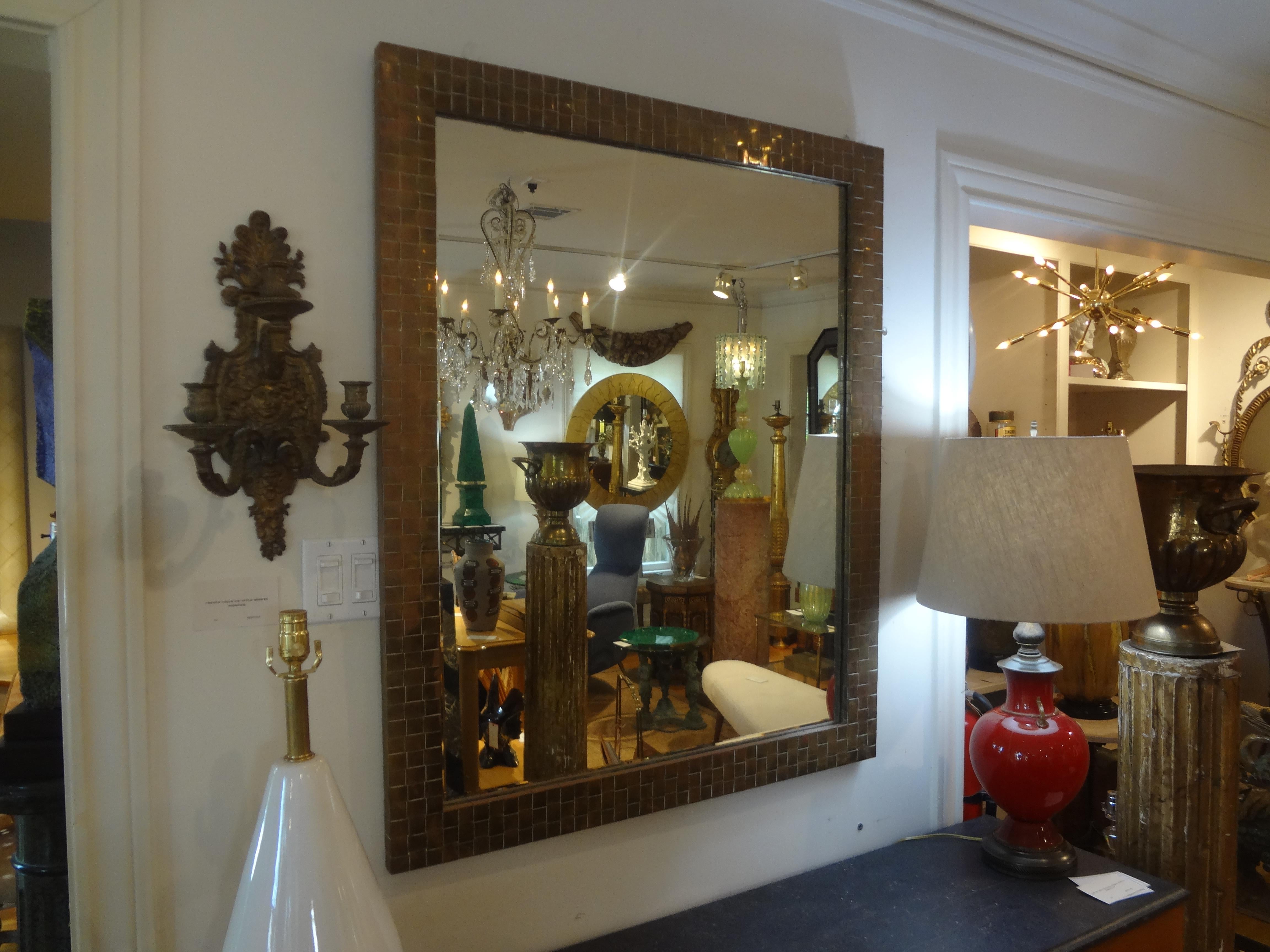 Late 20th Century Italian Woven Brass Beveled Mirror For Sale