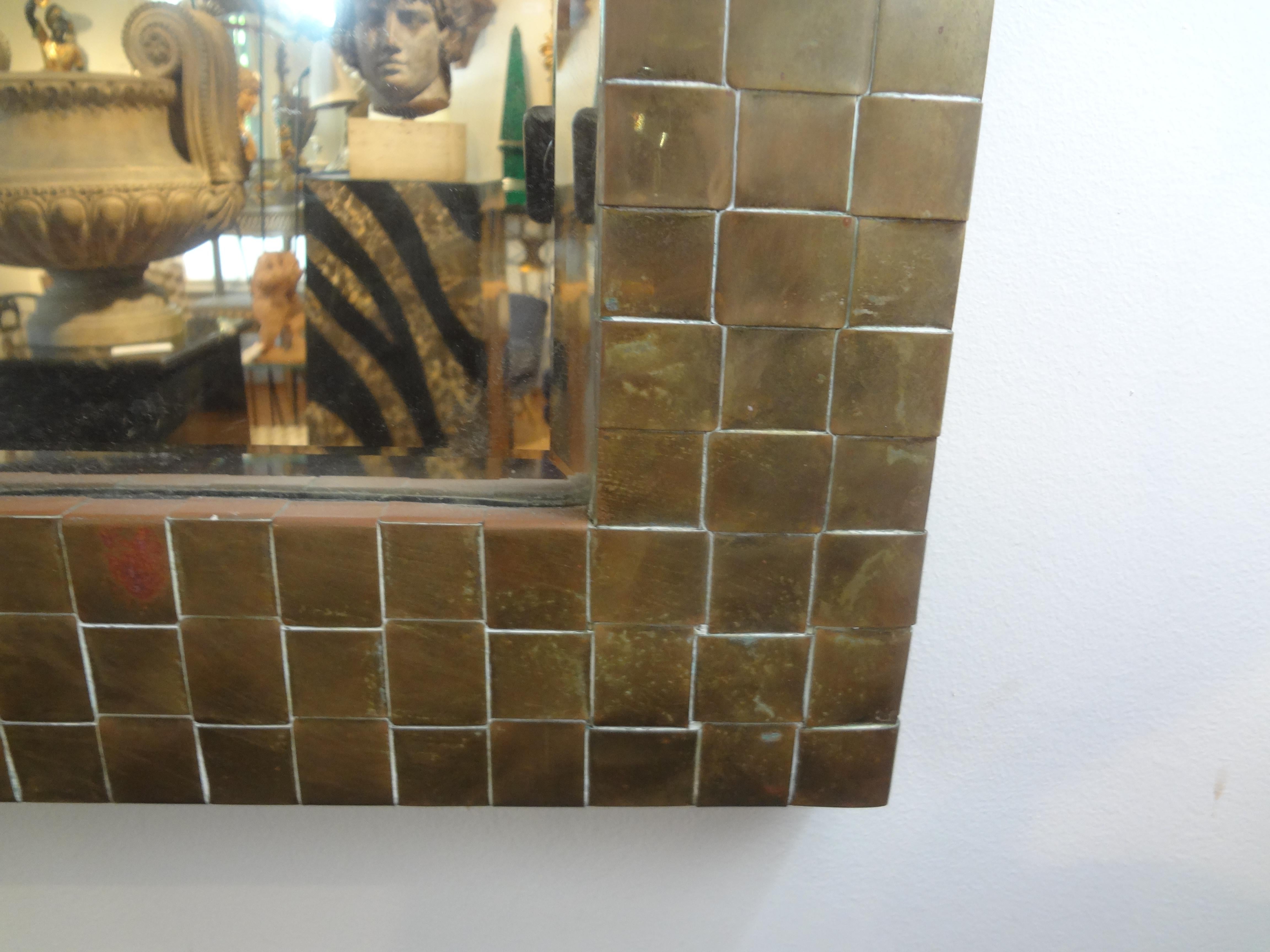 Italian Woven Brass Beveled Mirror For Sale 2