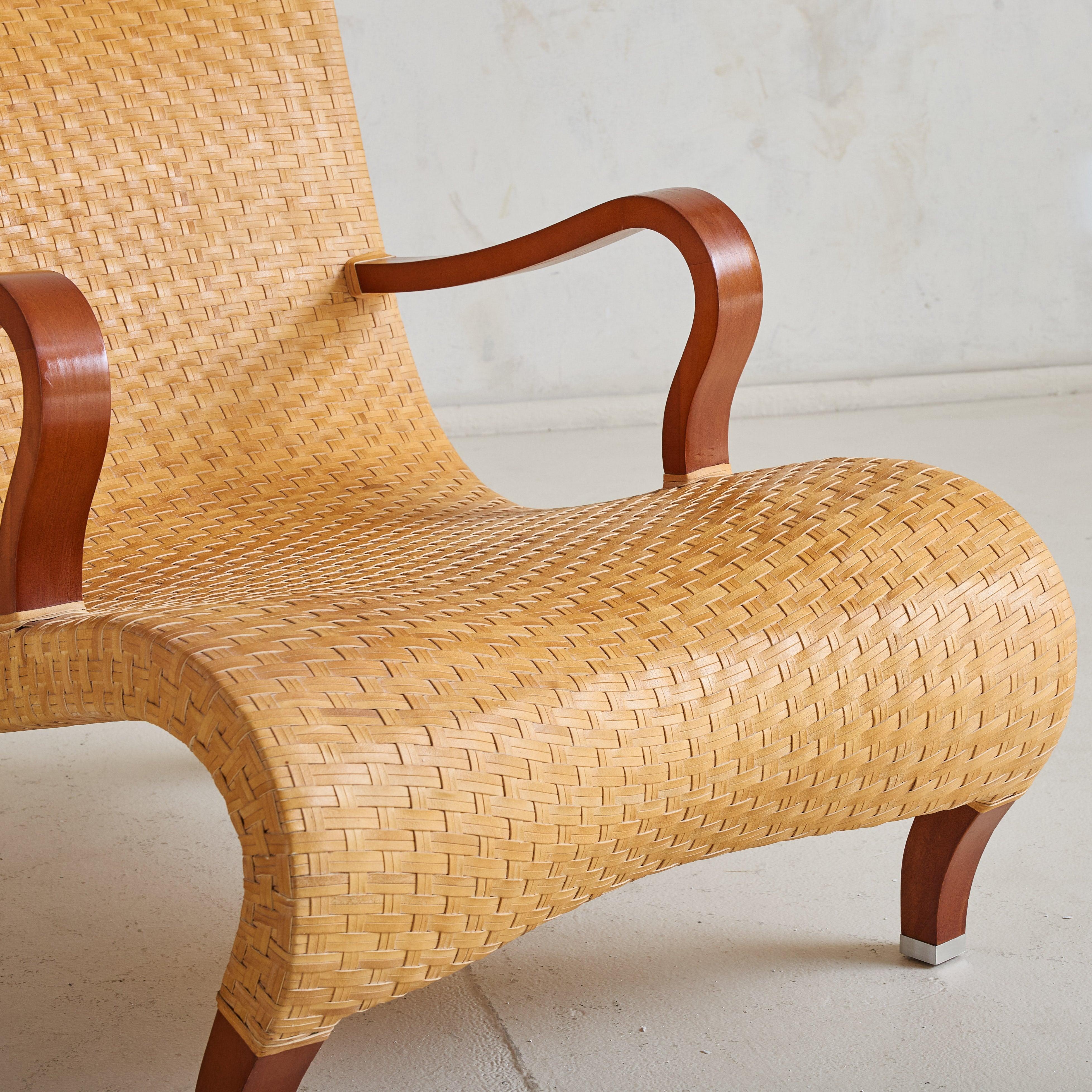 Italian Woven Leather Armchair by Antonio Citterio for B&B Italia, 1970s 1