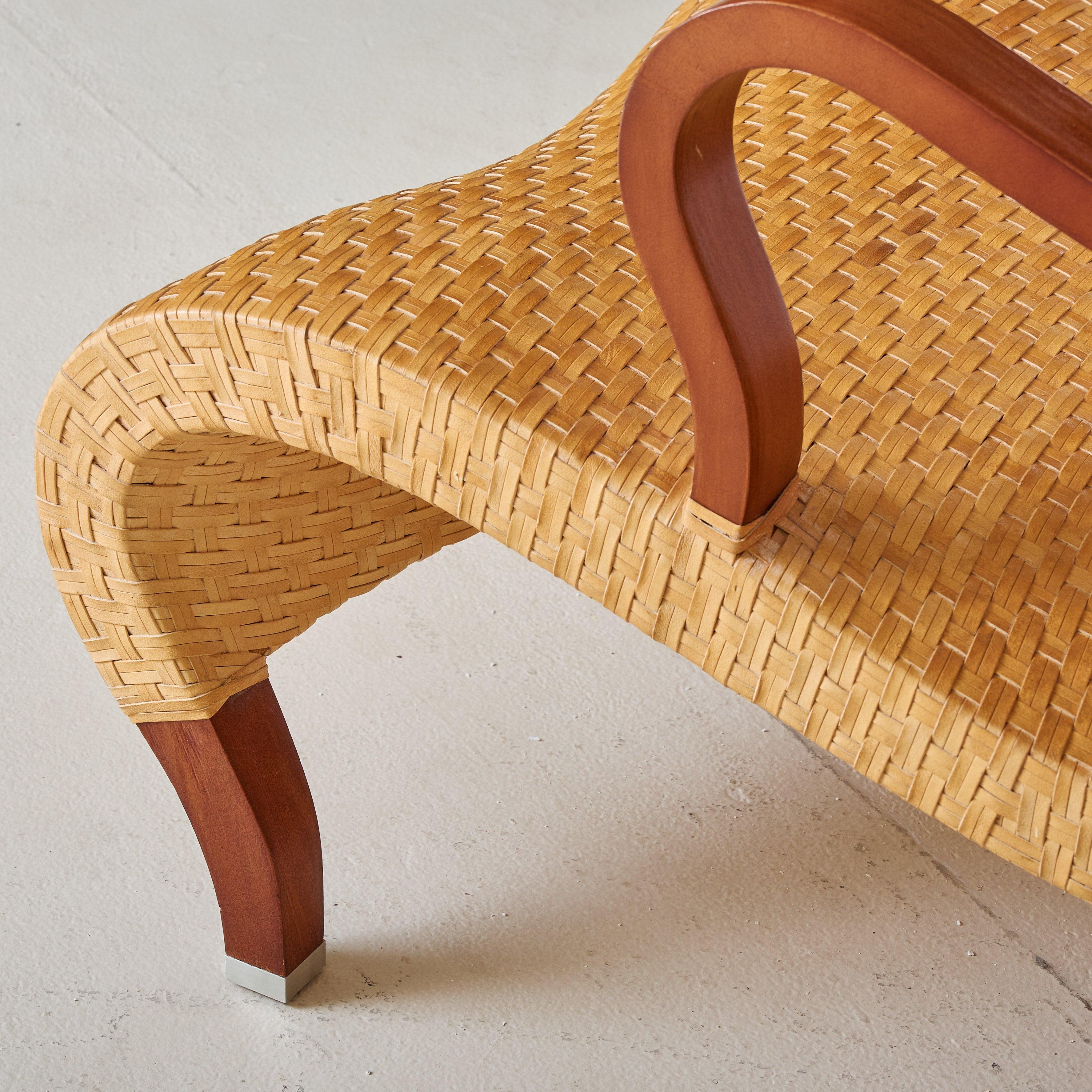 Italian Woven Leather Armchair by Antonio Citterio for B&B Italia, 1970s 4