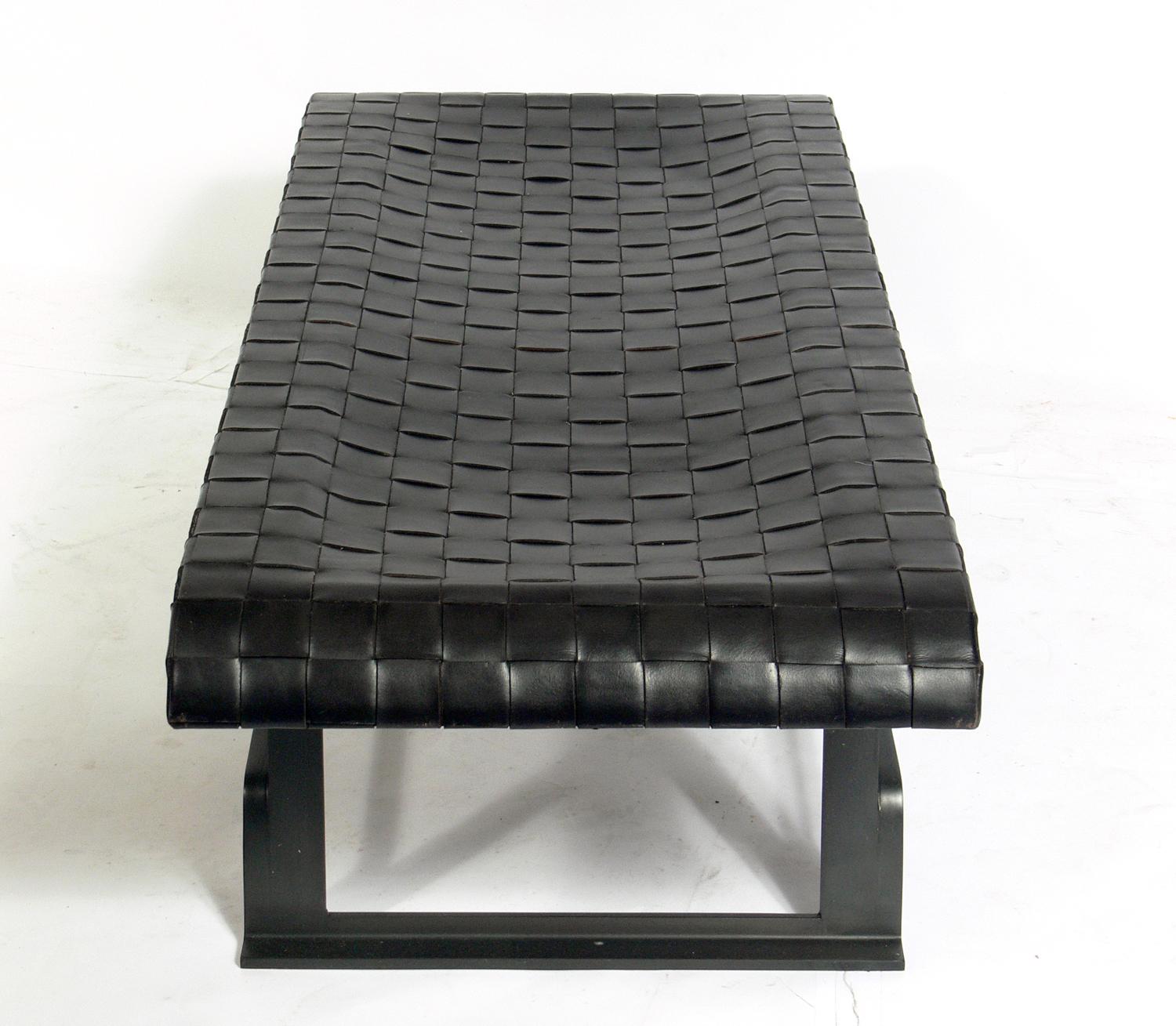 black woven bench