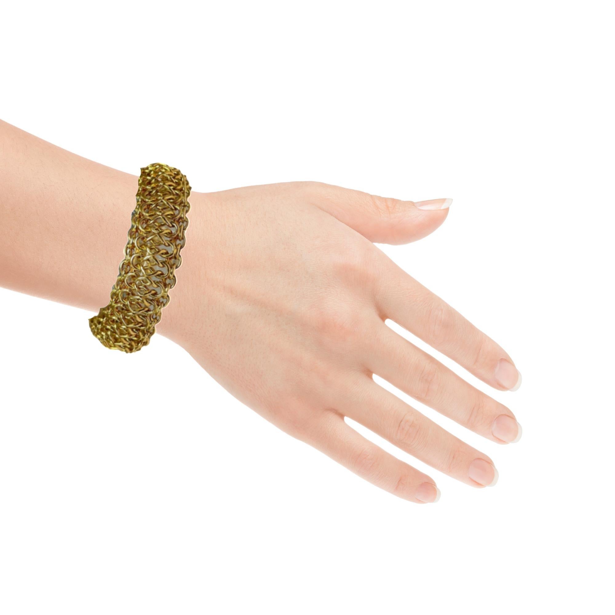 Bracelet italien tissé à maillons en or jaune 18 carats en vente 2