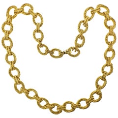 Italian Woven Link Yellow Gold Necklace