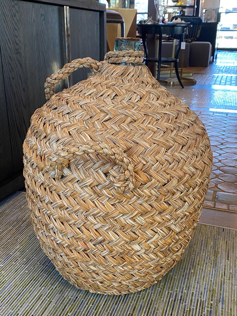 Italian Woven Seagrass Wine Bottle For Sale at 1stDibs