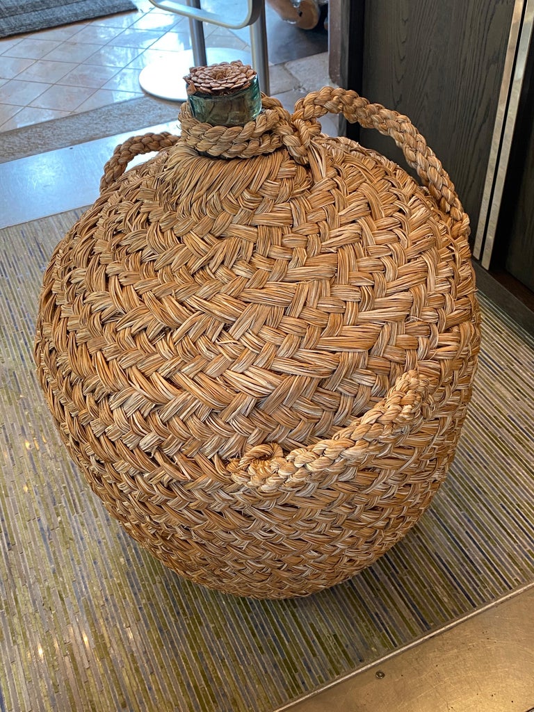 Italian Woven Seagrass Wine Bottle For Sale at 1stDibs