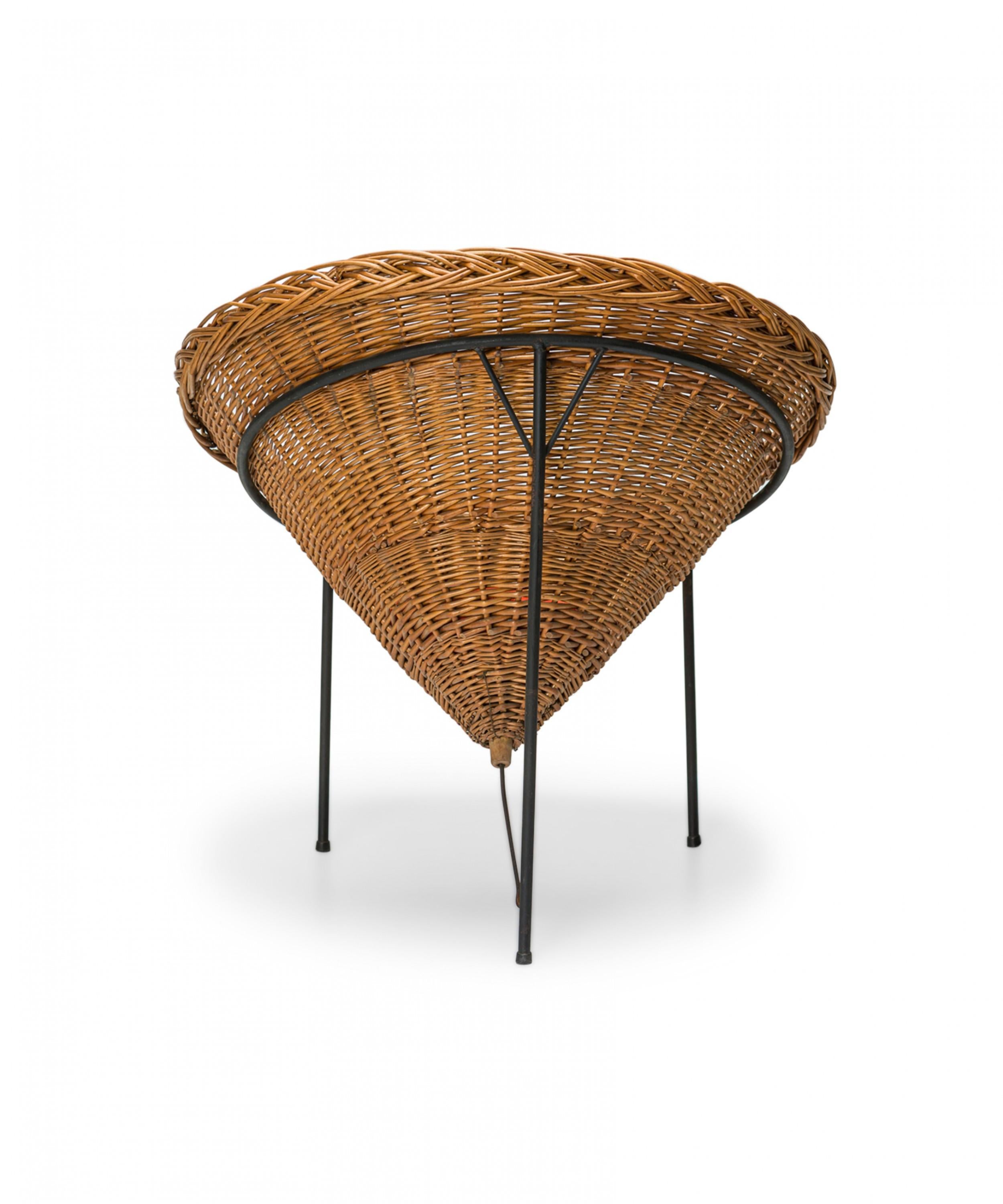 20th Century Italian Woven Wicker Conical Basket Chair For Sale