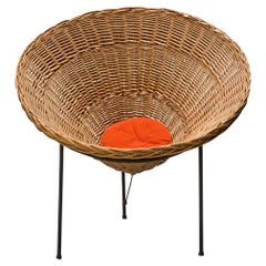 Italian Woven Wicker Conical Basket Chair