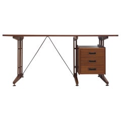 Italian Writing Desk of Teak and Painted Metal