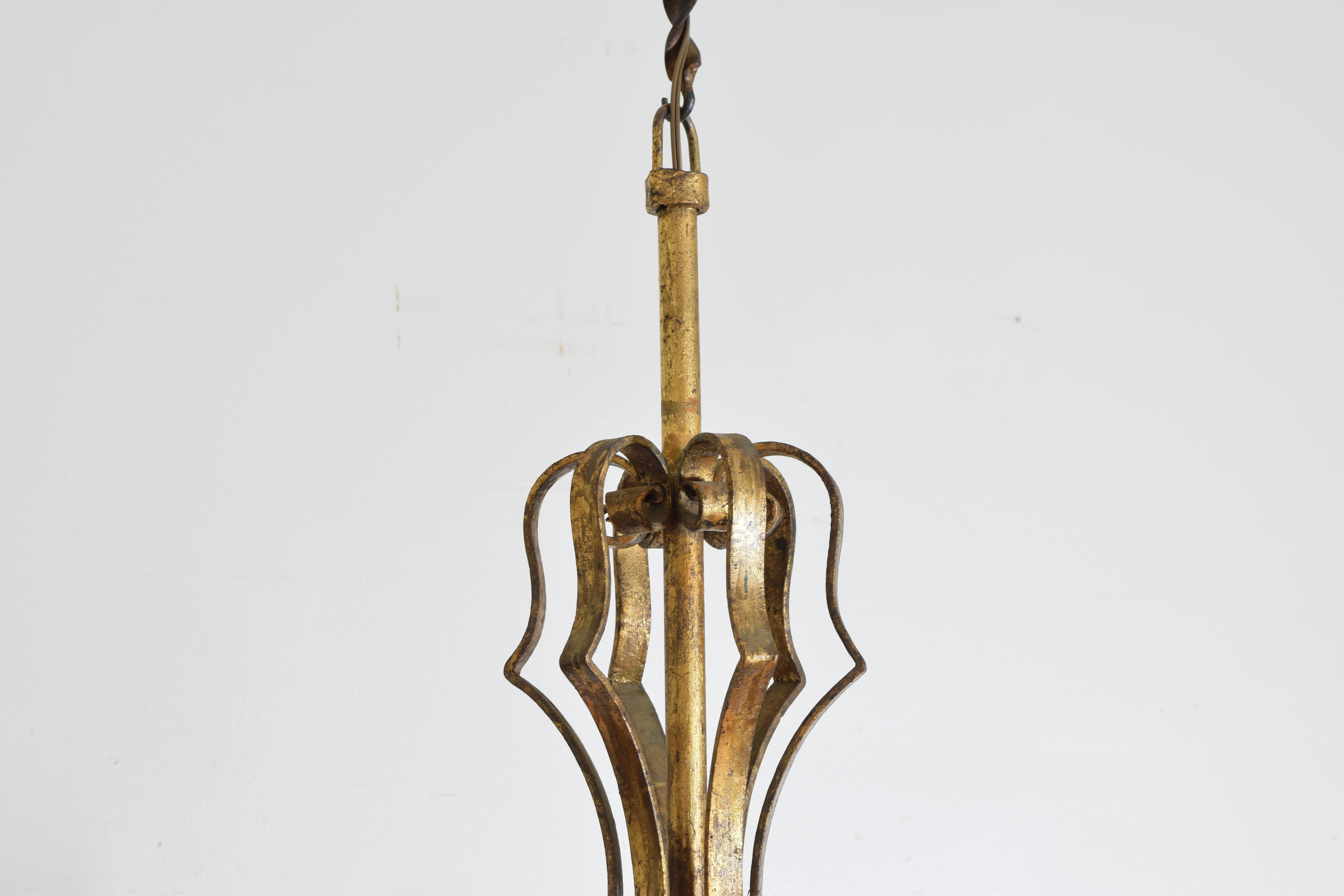 Italian Wrought and Gilt Iron 6-Light Chandelier, Early 20th Century, UL Wired 2