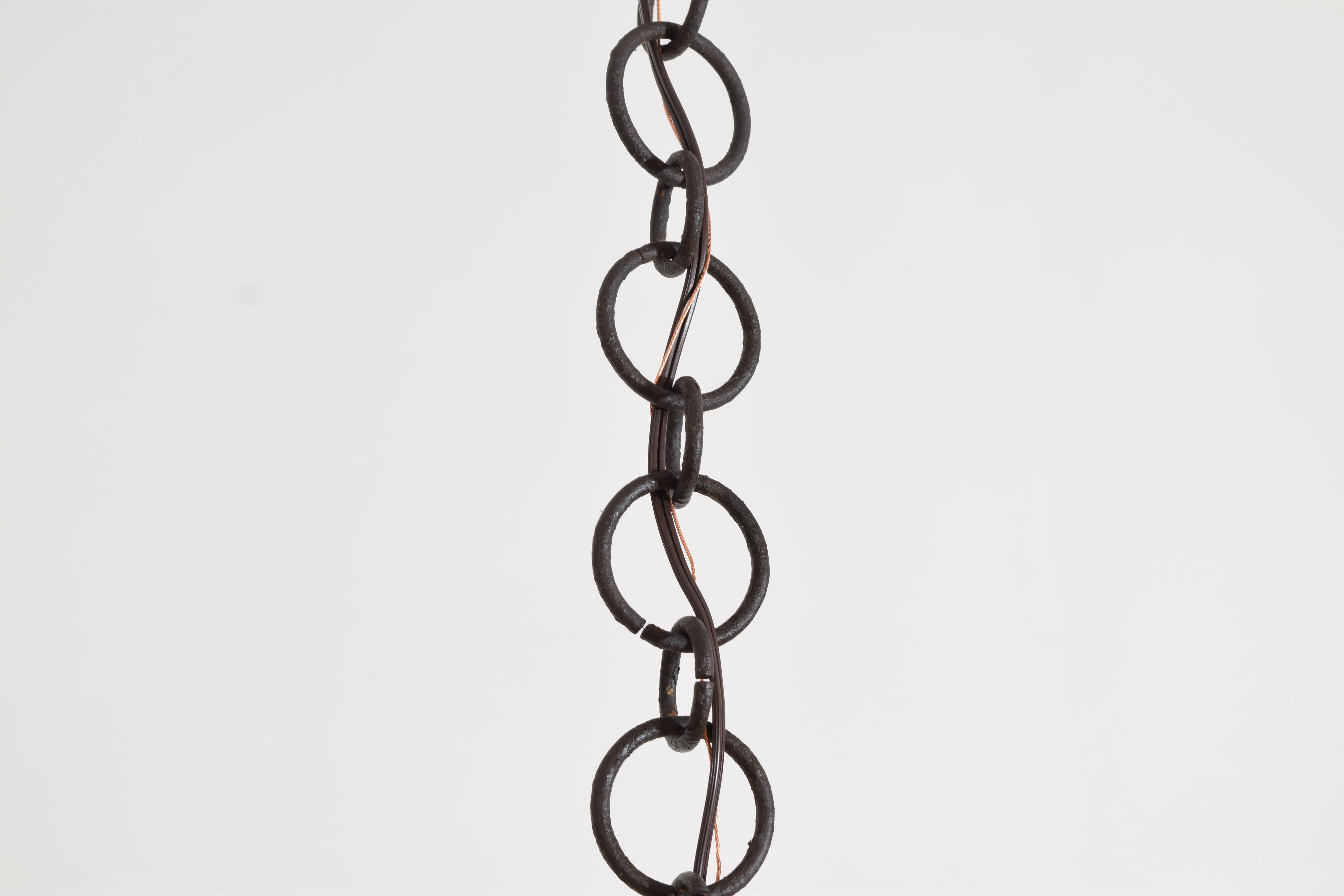 Araña horizontal italiana de 3 luces de hierro forjado, 1er cuarto del siglo XX en venta 4