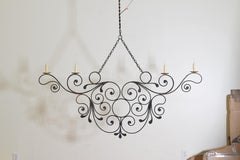 Italian Wrought Iron 4-Light Horizontal Chandelier, Mid-19th Century