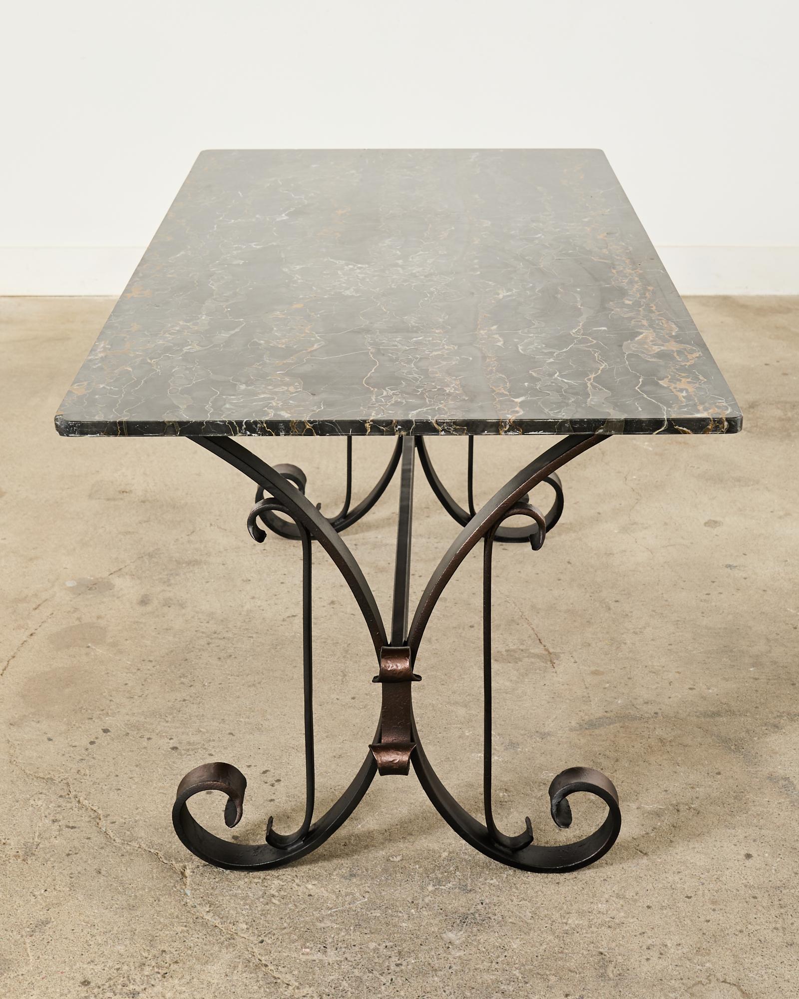 Italian Wrought Iron and Black Marble Dining Table For Sale 11