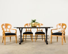 Italian Wrought Iron and Black Marble Dining Table