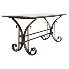 Vintage Italian Wrought Iron and Black Marble Dining Table