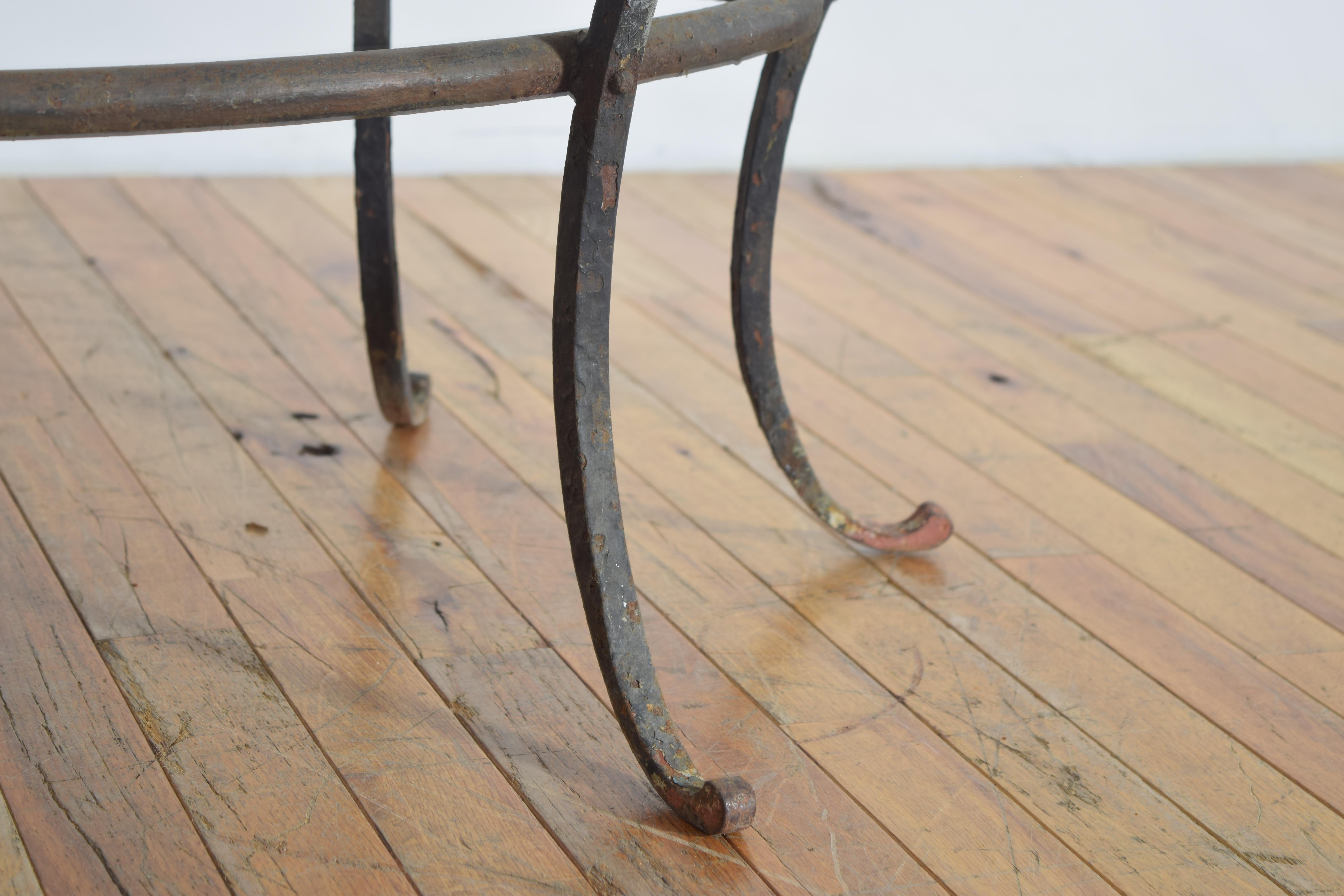 Italian Wrought Iron and Copper Elliptical-Shaped Coffee Table, ca. 1930's For Sale 3