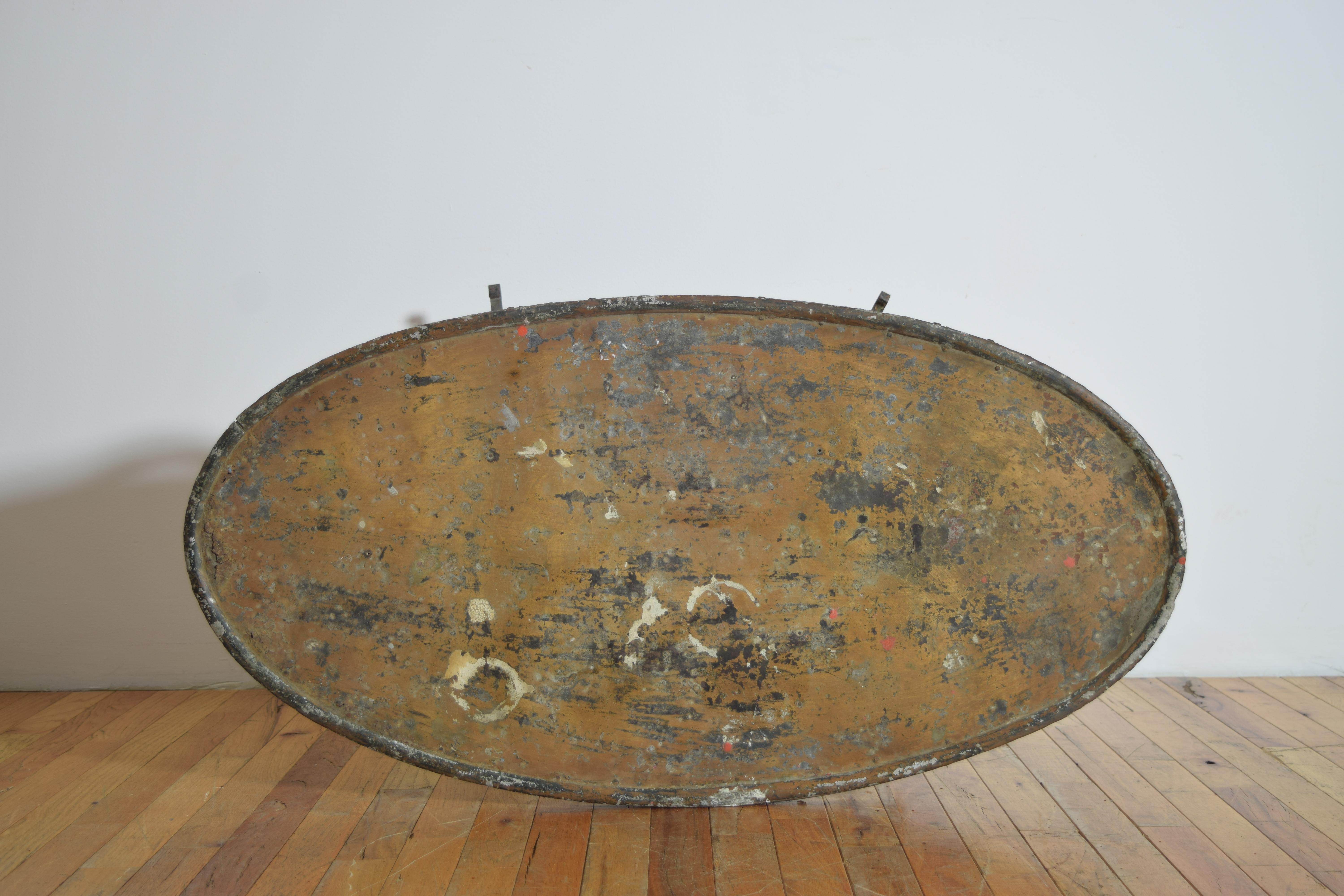 Italian Wrought Iron and Copper Elliptical-Shaped Coffee Table, ca. 1930's For Sale 4