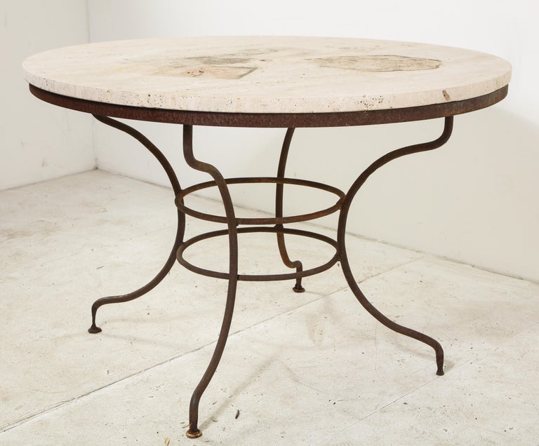 Italian Wrought Iron and Stone Table, circa 1940 For Sale at 1stdibs