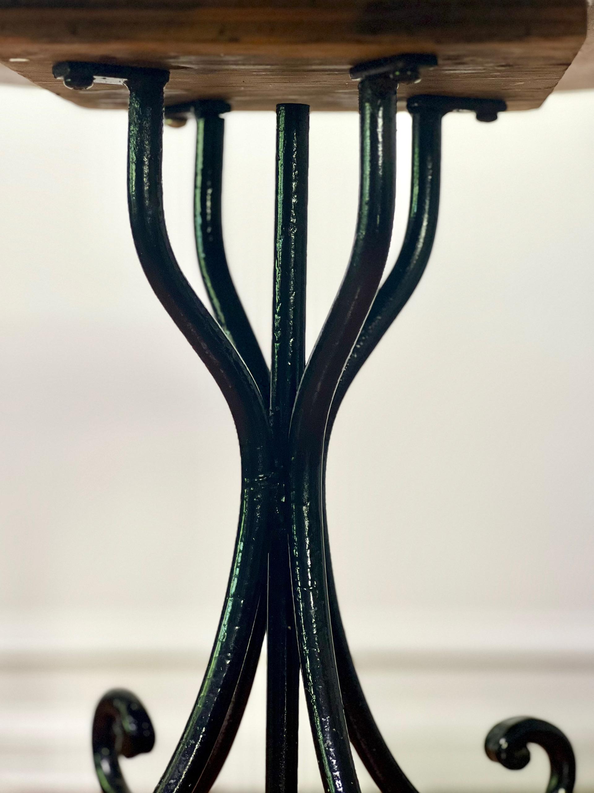 Italian Wrought Iron and Stone Top Round Side Table For Sale 6