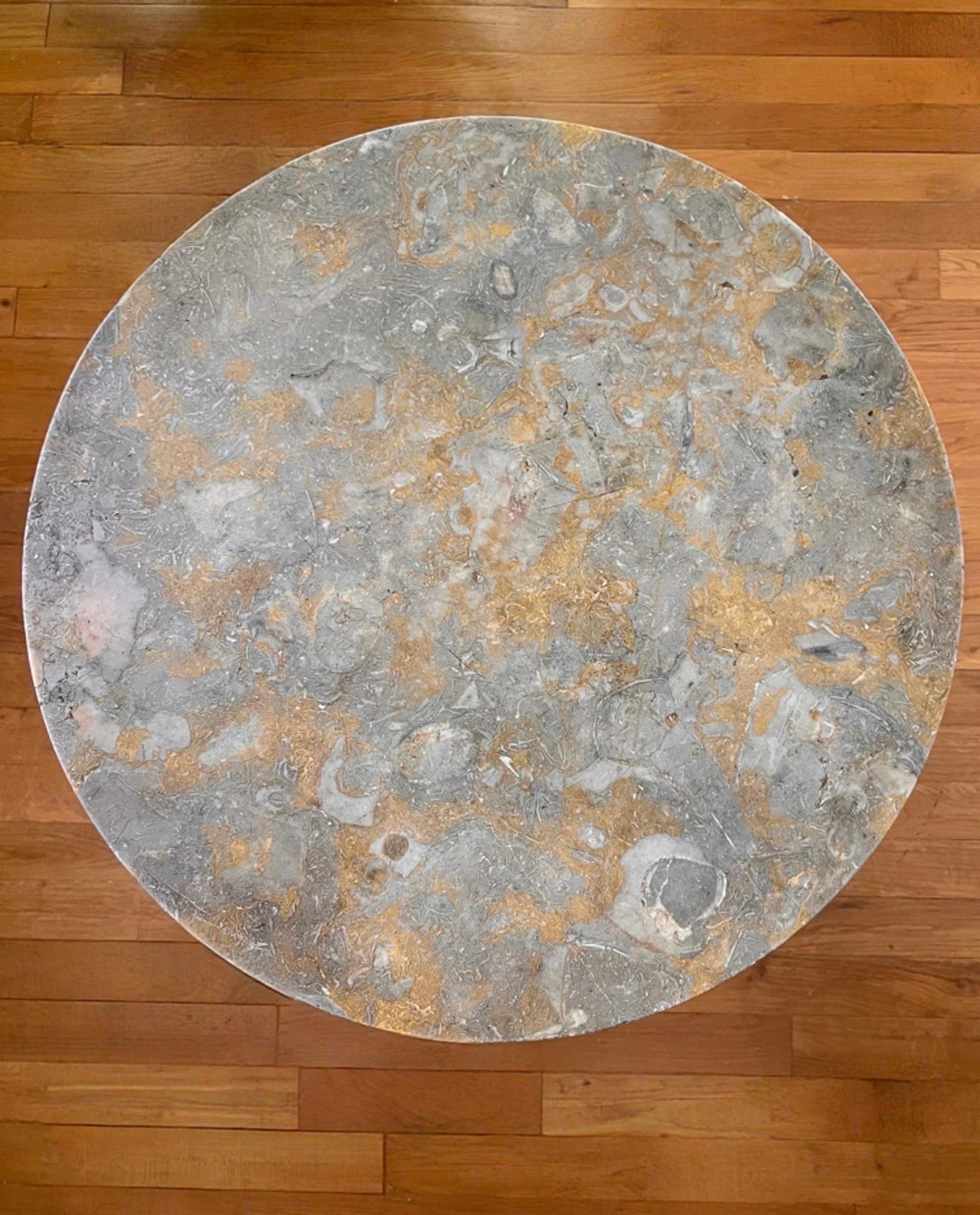 Italian Wrought Iron and Stone Top Round Side Table For Sale 3