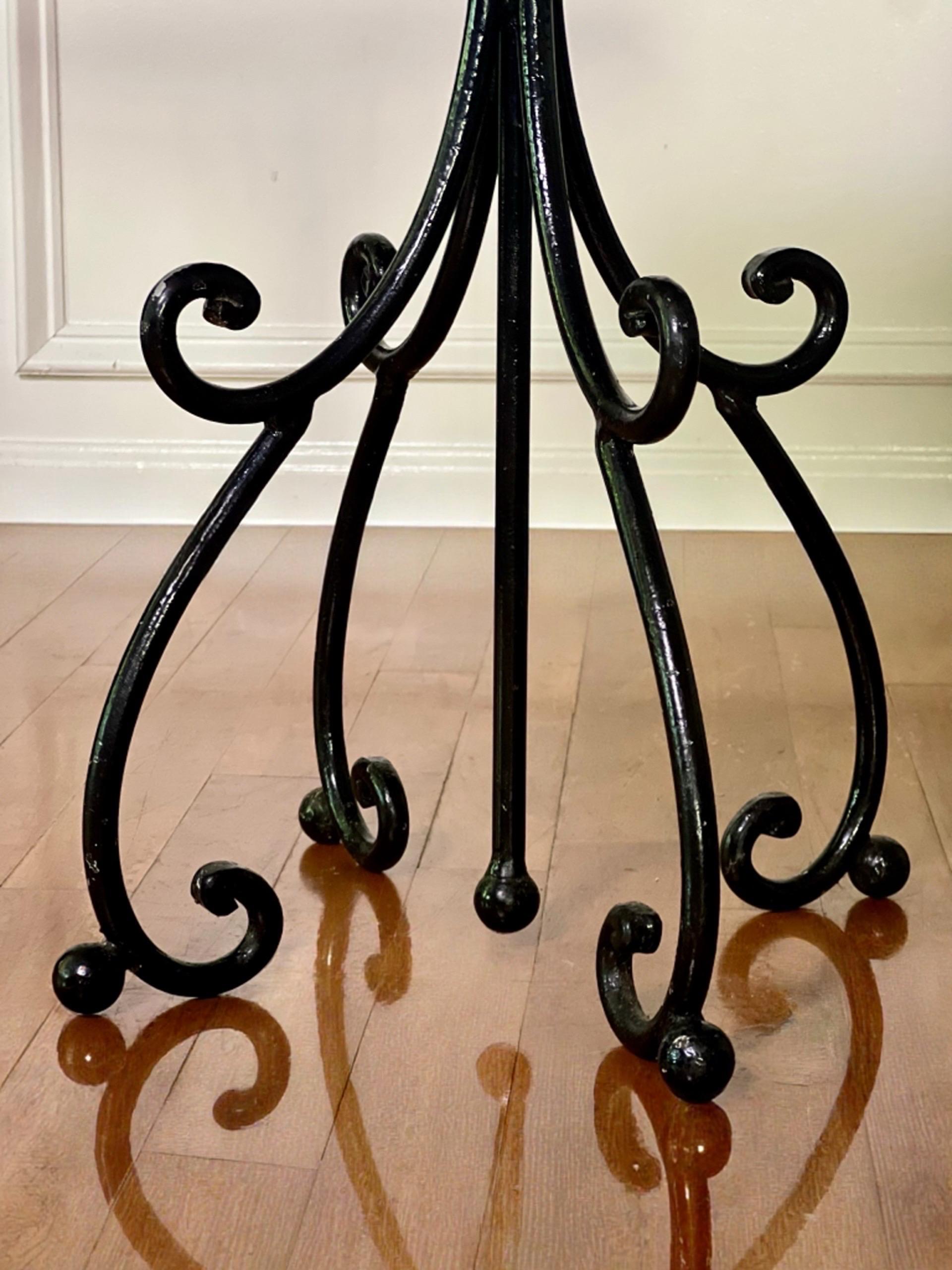 Italian Wrought Iron and Stone Top Round Side Table For Sale 4
