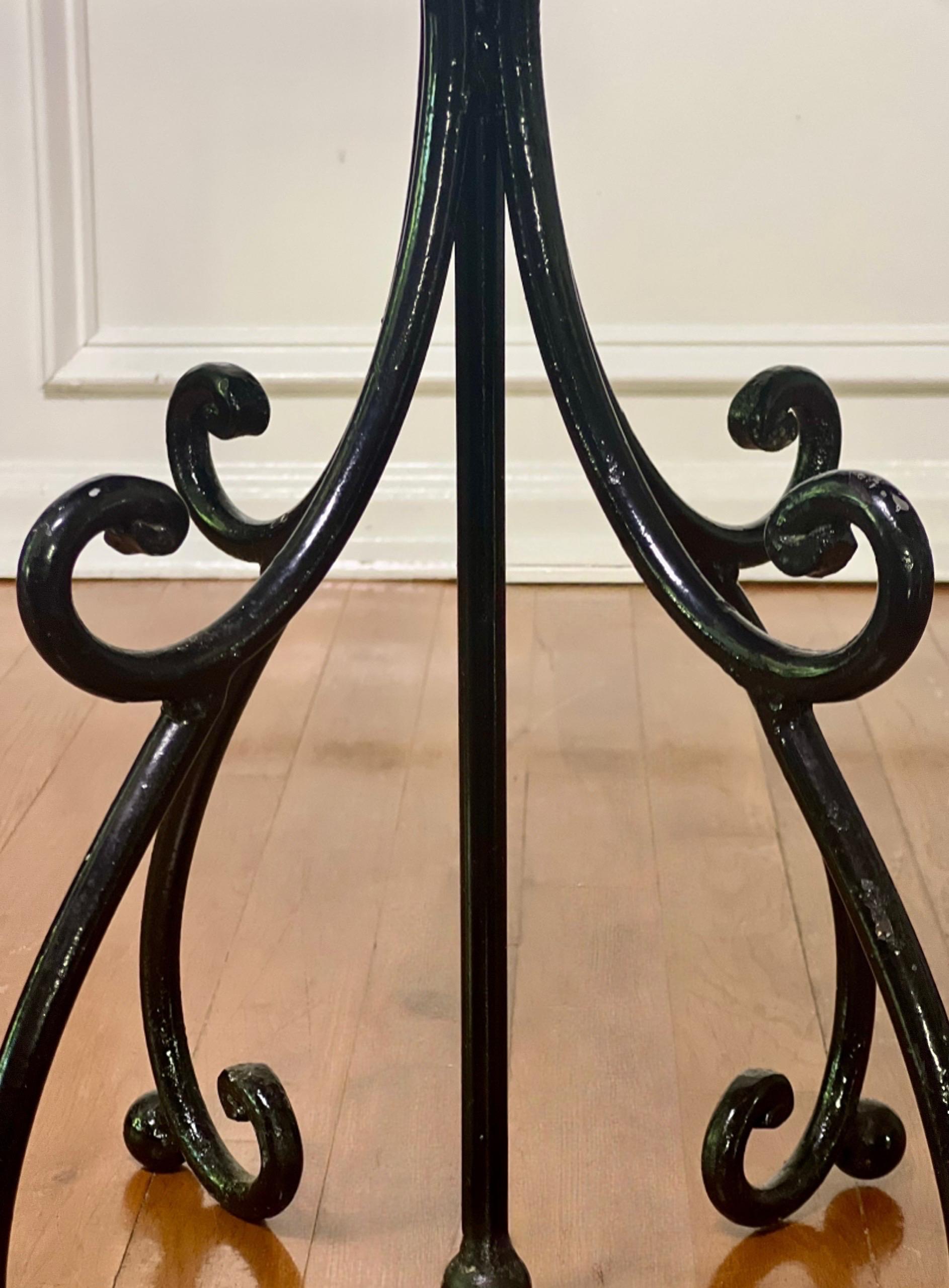 Italian Wrought Iron and Stone Top Round Side Table For Sale 5